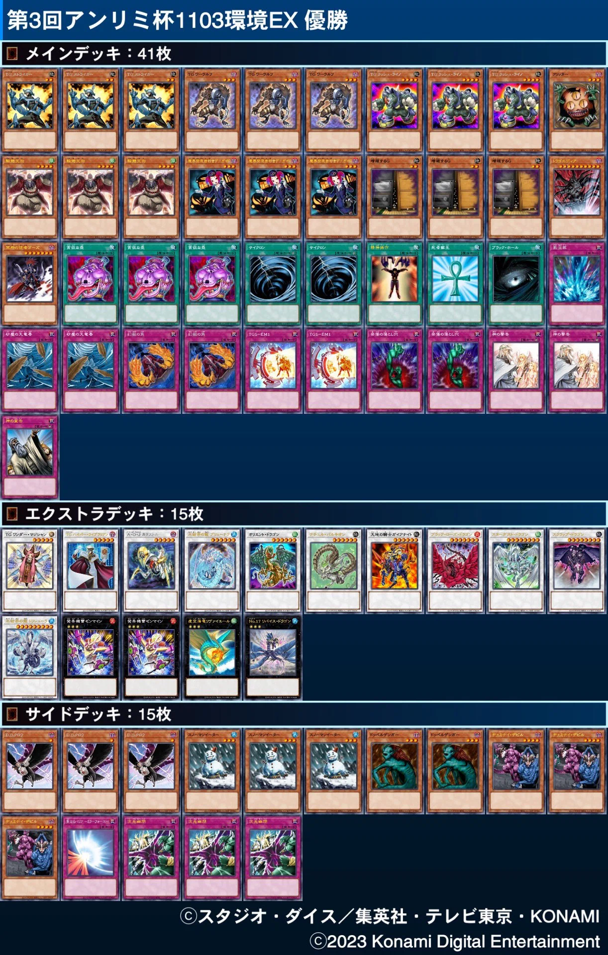 マスターデュエルのゲートボール大会-アンリミ杯1103環境EX 優勝デッキ