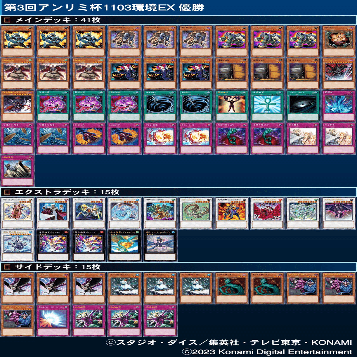 マスターデュエルのゲートボール大会-アンリミ杯1103環境EX 優勝デッキ