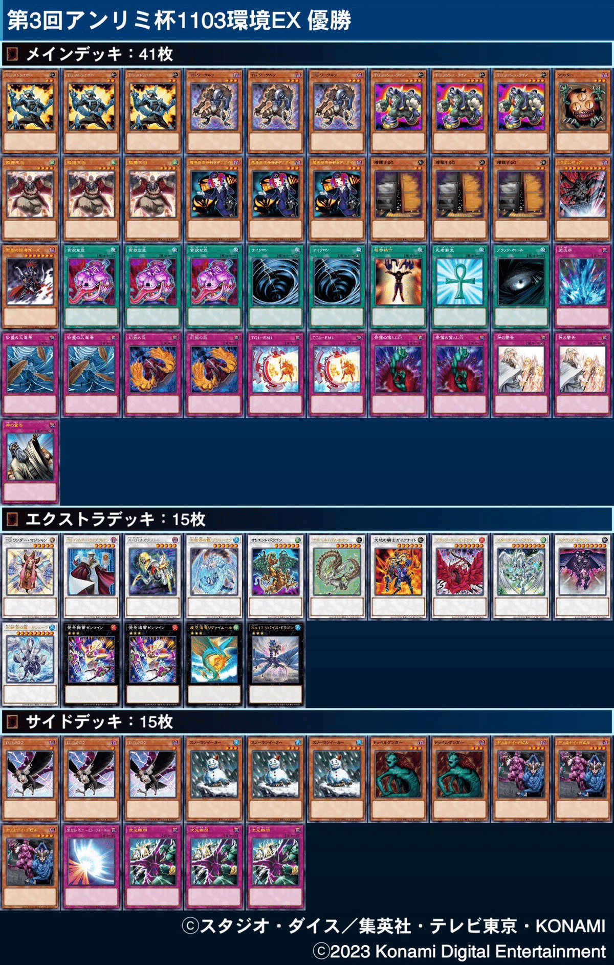 マスターデュエルのゲートボール大会-アンリミ杯1103環境EX 優勝デッキ