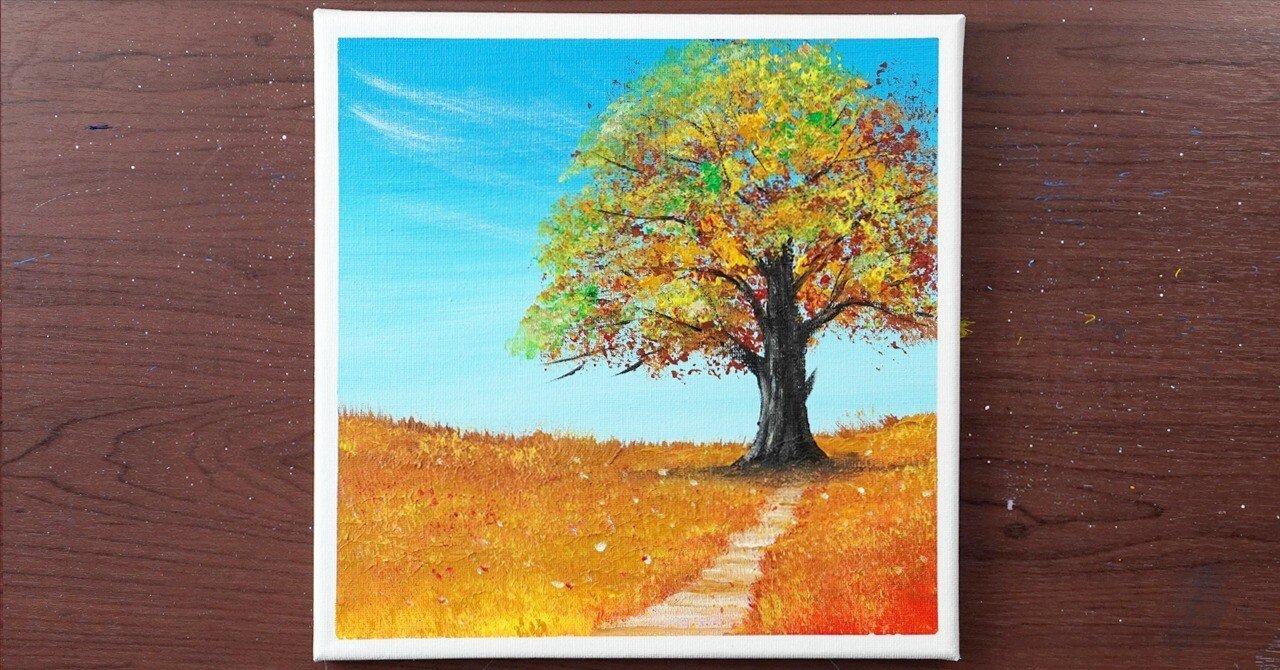 アクリル絵の具で「秋の風景」を描いてみた｜junya_art