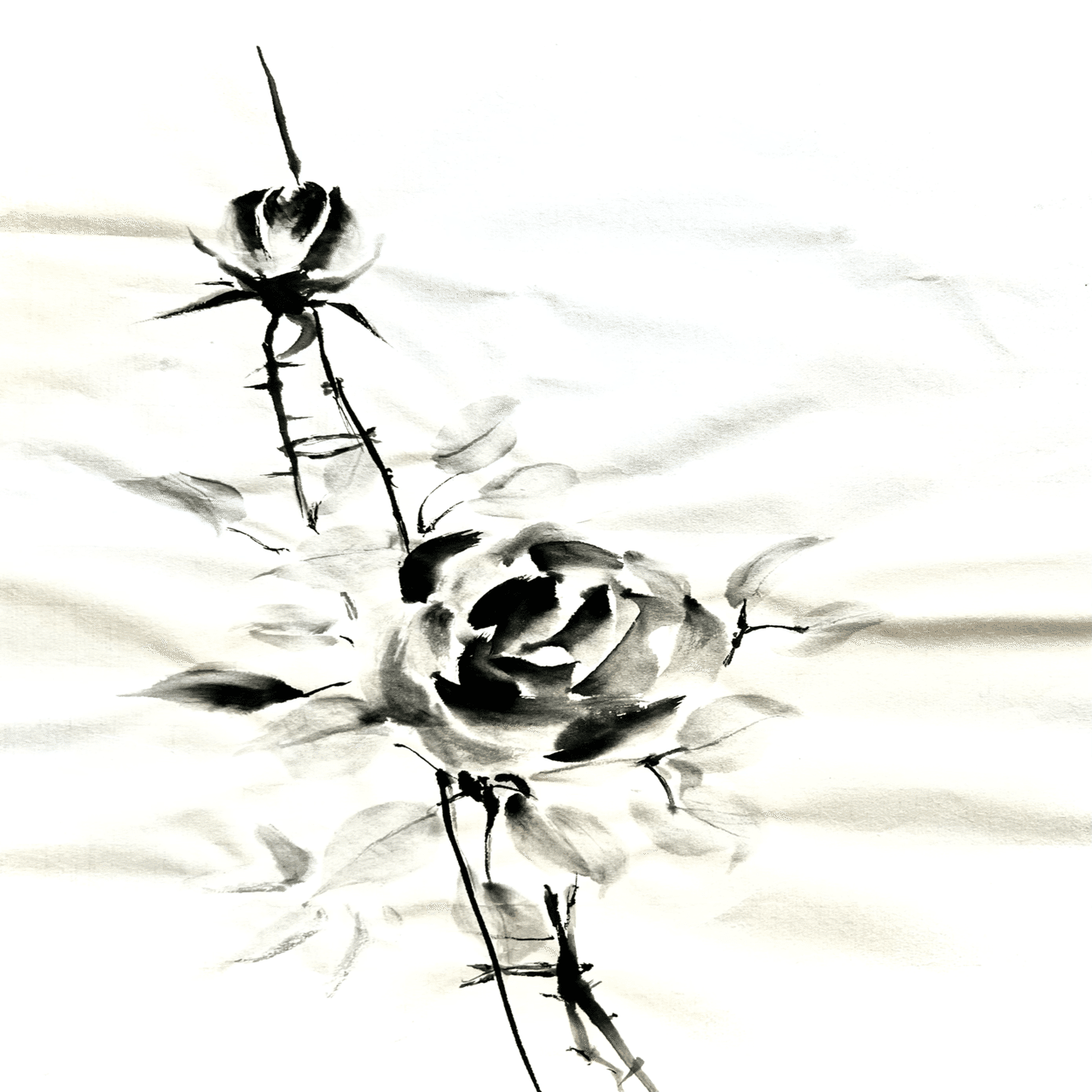 水墨画 花⑤心境の変化 ｜madokasora11