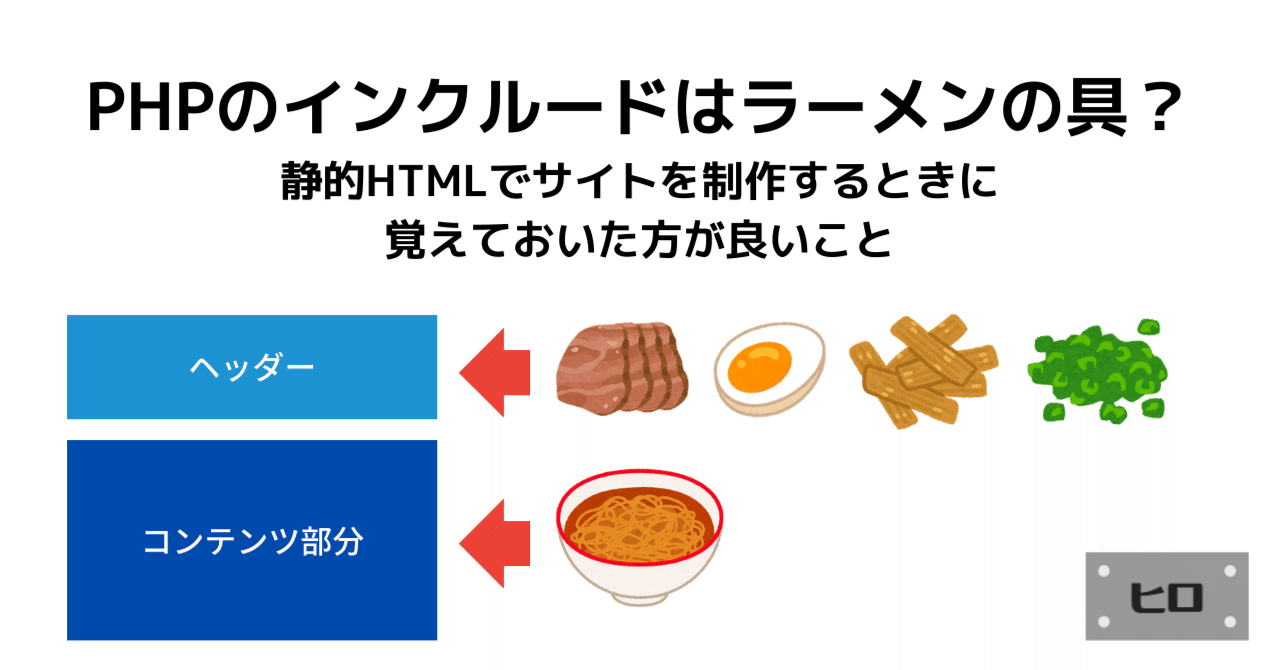 PHPのインクルードはラーメンの具？静的HTMLでサイトを制作するときに