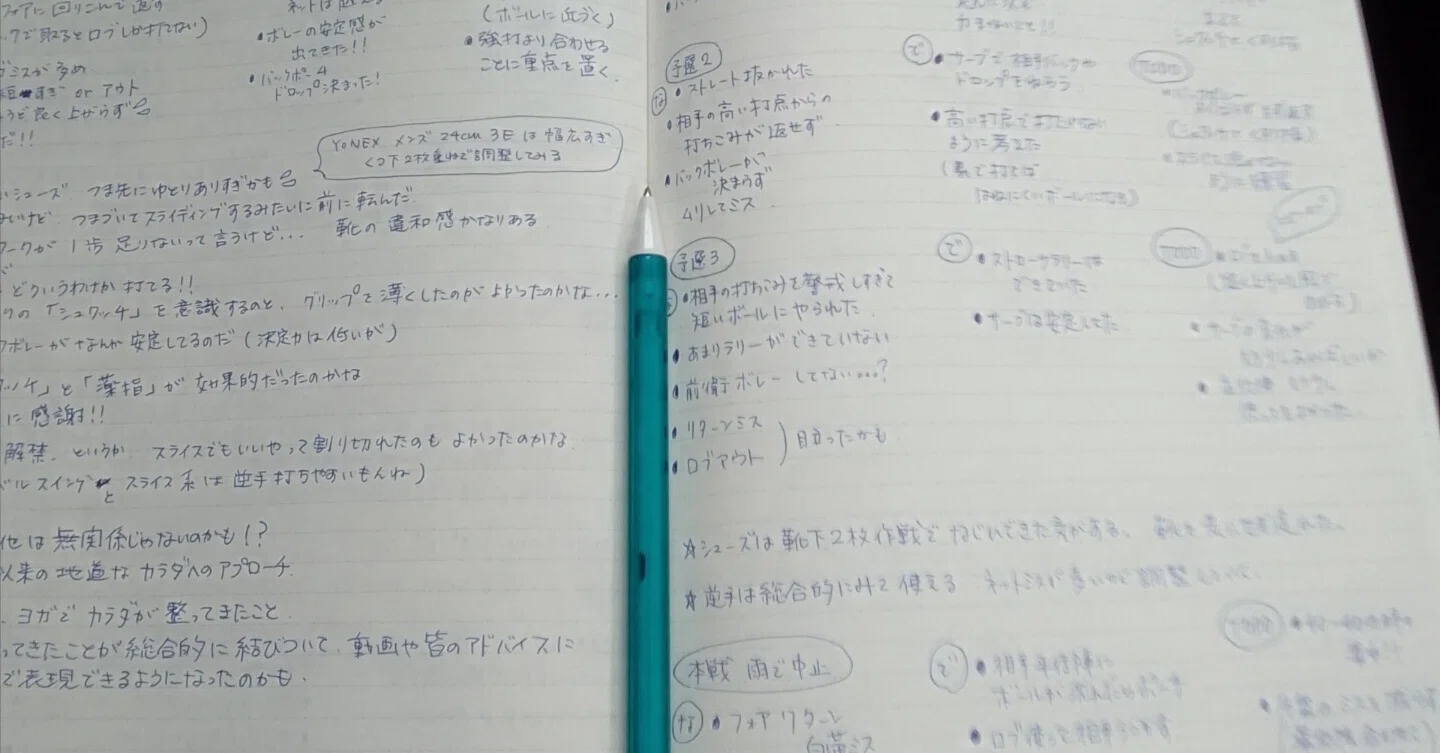 テニス ノート 書き方 例