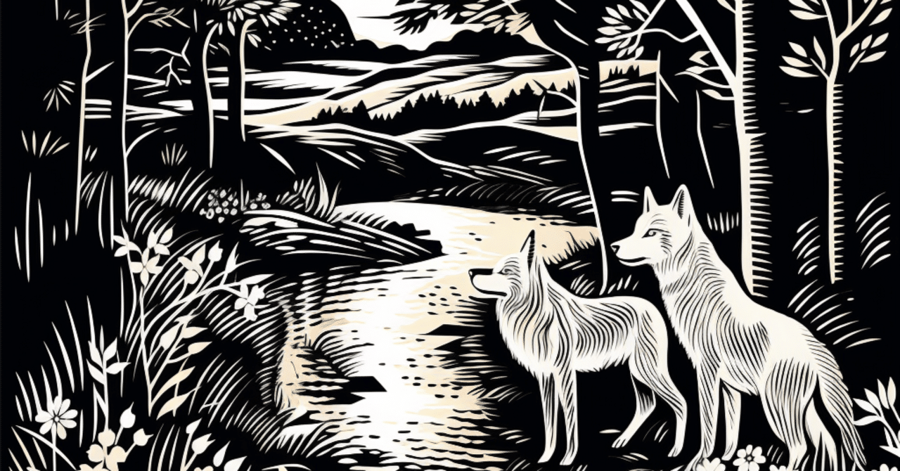 AIイラスト『白オオカミの教え』挿絵｜みれのスクラップ