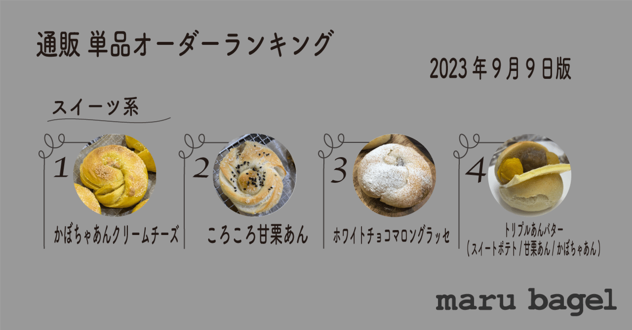 通販単品オーダーランキング（2023年9月9日版）｜maru bagel（マル