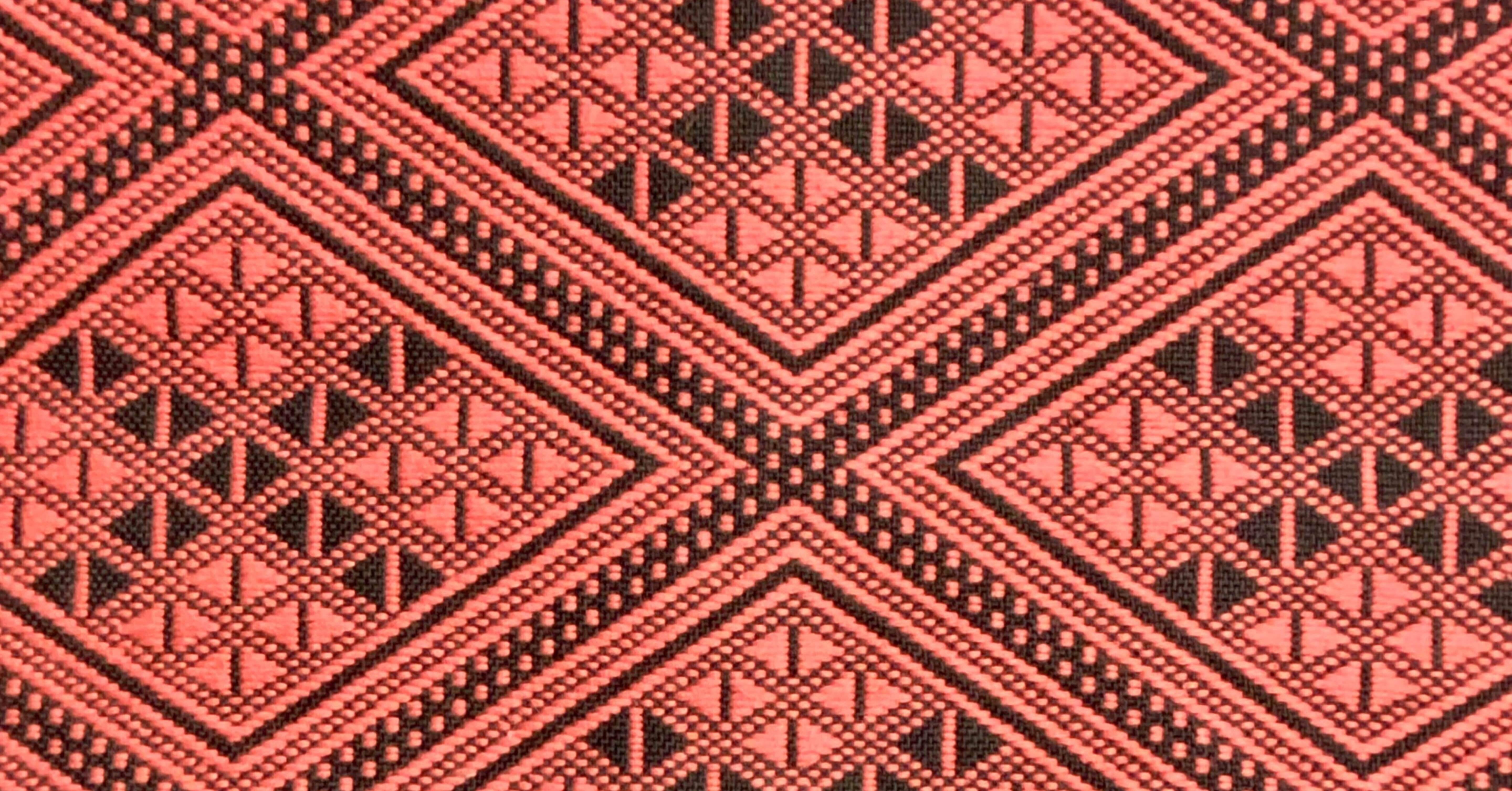 紅赤色のこぎん刺し名古屋帯｜夢吉きもの