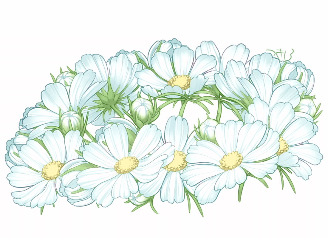 新品 大人気商品  作った花素材で花冠用イラストを作成。要らない場所はレイヤー イラスト