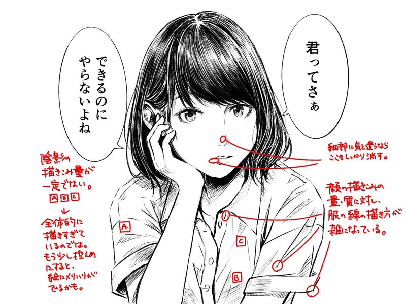 自分の描いた絵に赤ペン入れてみた 髙堀健太 ホリプー Note