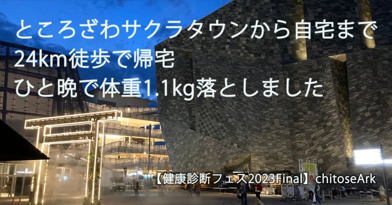 ところざわサクラタウンから自宅まで24km徒歩帰宅、ひと晩で体重1.1kg落としました【健康診断フェス2023Final】