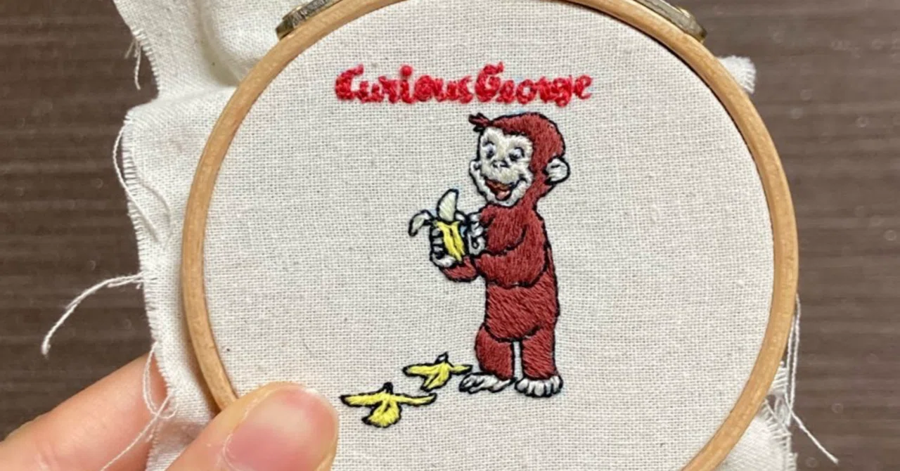 刺繍十一弾「おさるのジョージ」｜hanaの刺繍