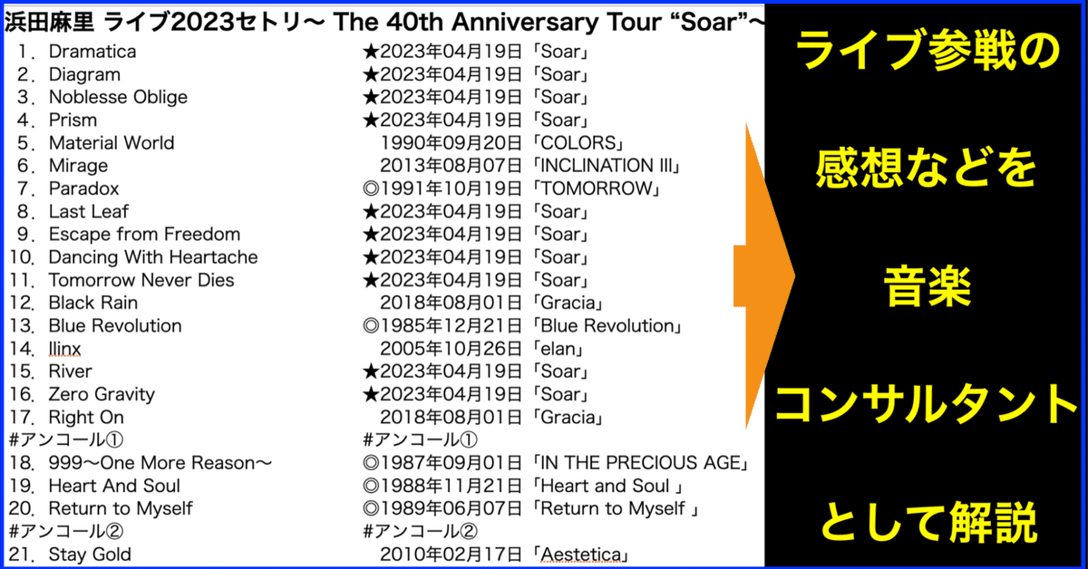 浜田麻里ライブ2023The 40th Anniversary Tour“Soar”セトリ