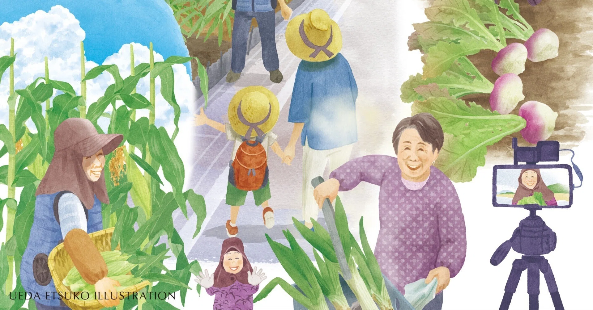 水彩タッチのイラスト仕事｜Etsu