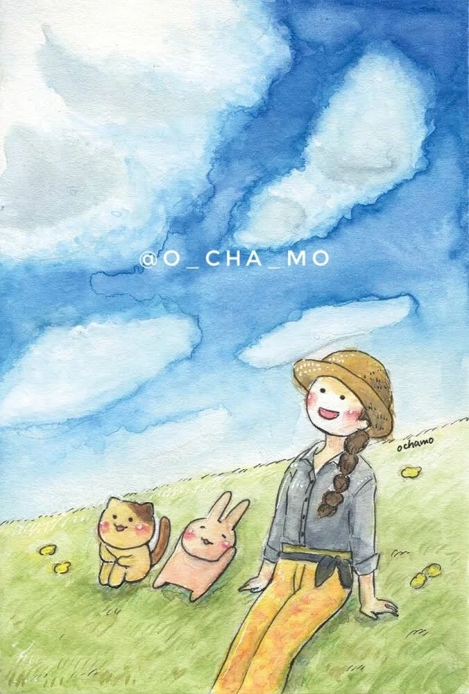 晴れやかな穏やかな大空 水彩イラスト おちゃも イラストレーターハンドメイド作家 Note