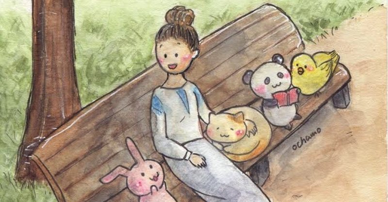 木の下でほっこり休まる水彩イラスト おちゃも イラストレーターハンドメイド作家 Note