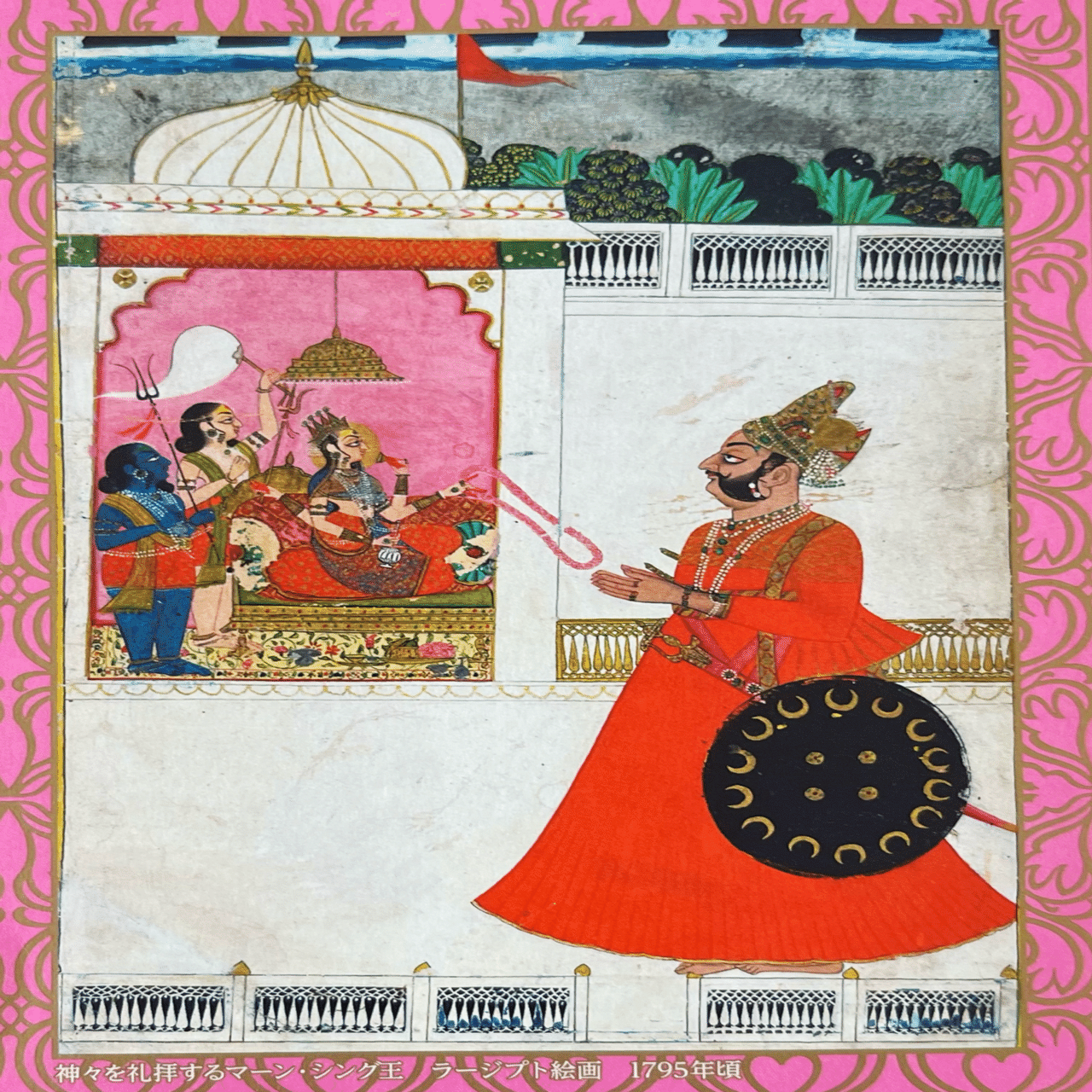 ●インド手描き 細密画 象と馬セット 額装／伝統ラージャスターン画 細密画 ムガール帝国皇帝 シャー・ジャハーン インド アジア