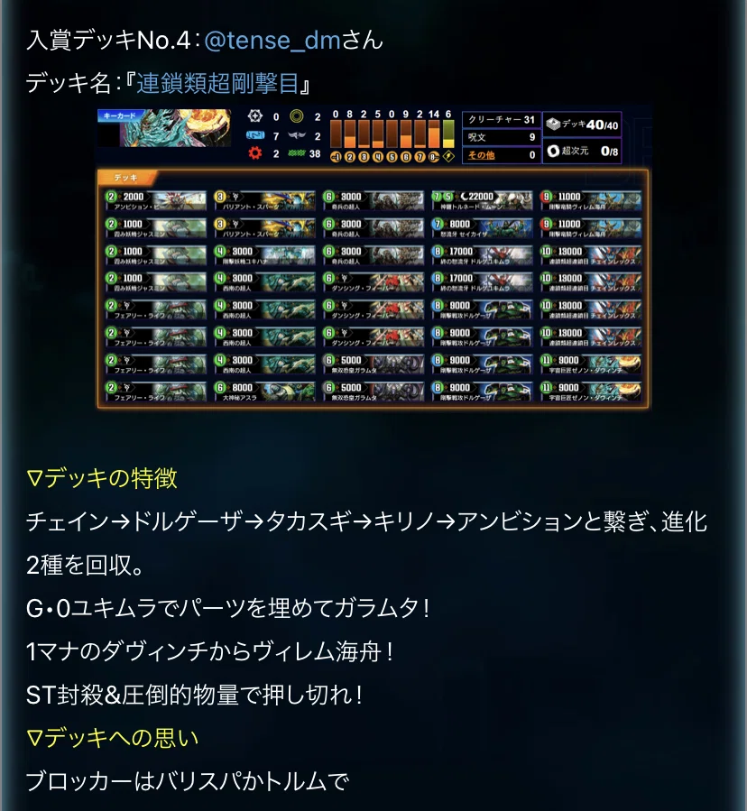 22弾デッキビルド杯入賞『連鎖類超剛撃目』｜テンセ