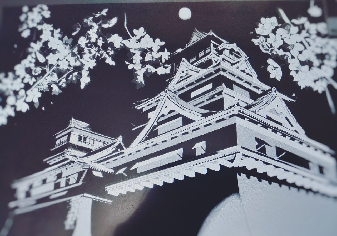 背景を黒にして 月を浮かべて夜桜にしてみました 熊本城と桜 いい組み合わせだと思います より華やかになるよう バランスを取りながら地道に桜 を増やしてます マンガブランディング研究室 Note