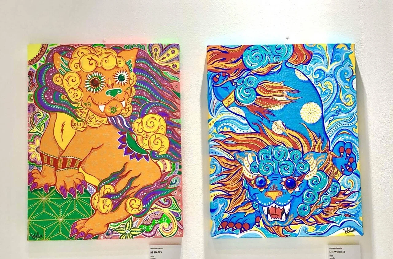 【原画】鯉柄シーサー 原画 和風アート ペン画 コピック 金彩 世界に届けたい、シーサーの想い｜チルワカ/サーフアーティスト