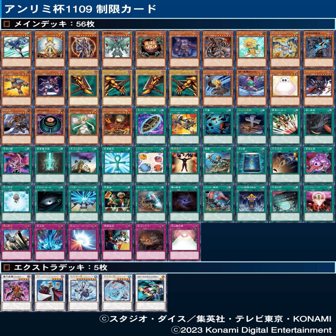 マスターデュエルのゲートボール大会-アンリミ杯1109の禁止制限リスト