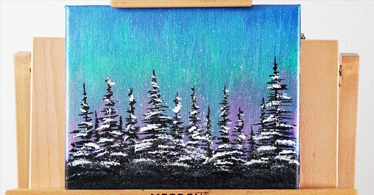 アクリル絵の具で「オーロラの風景」を描いてみた｜junya_art