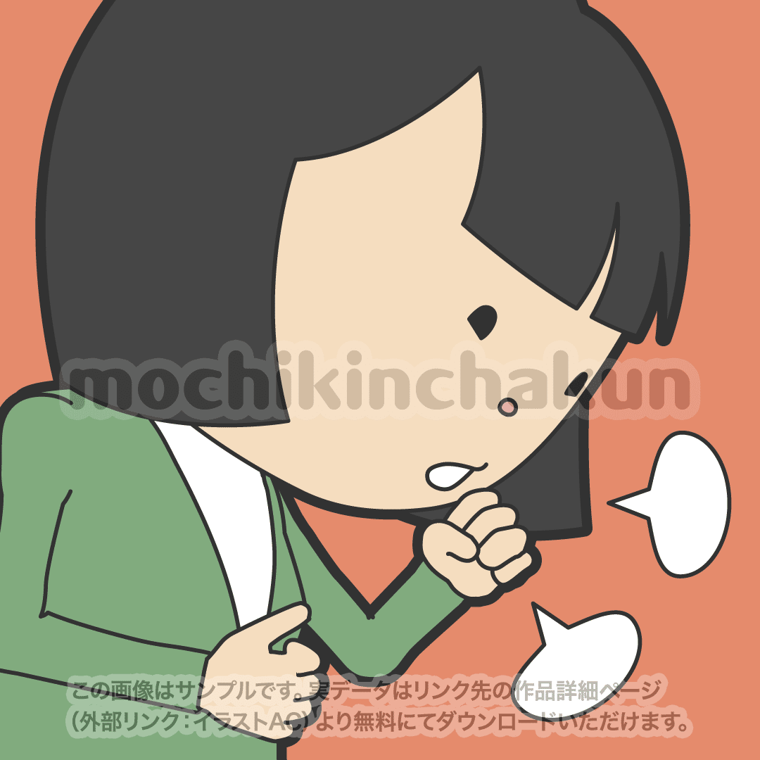 のど・首の痛み 4点セット【無料素材／イラストAC】｜もちきんちゃくん, image size:1080x1080