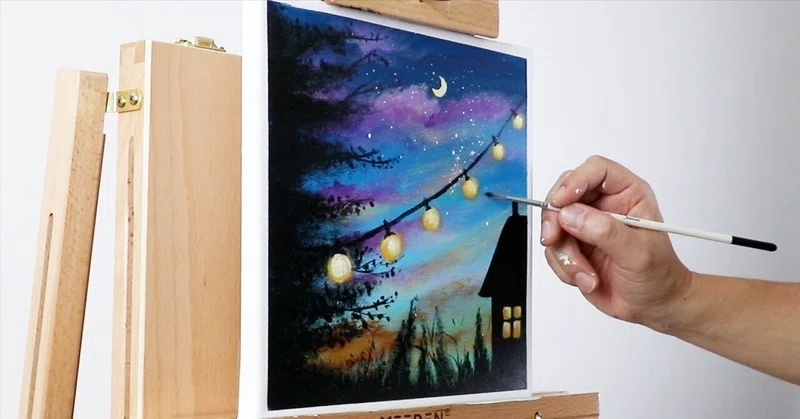 アクリル絵の具で「秋の夕暮れ」を描いてみた｜junya_art