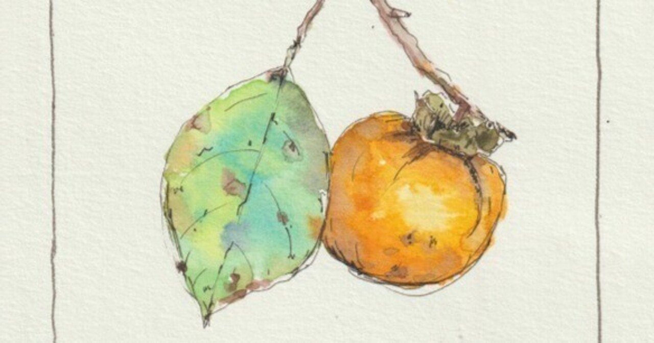 柿」を描いた｜水彩スケッチ帖