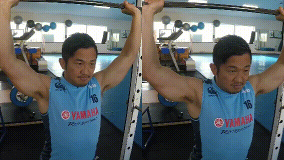 Gif解説 バーベルショルダープレスの前と後ろを通す場合のフォーム解説 じーやま 山路和希 Note