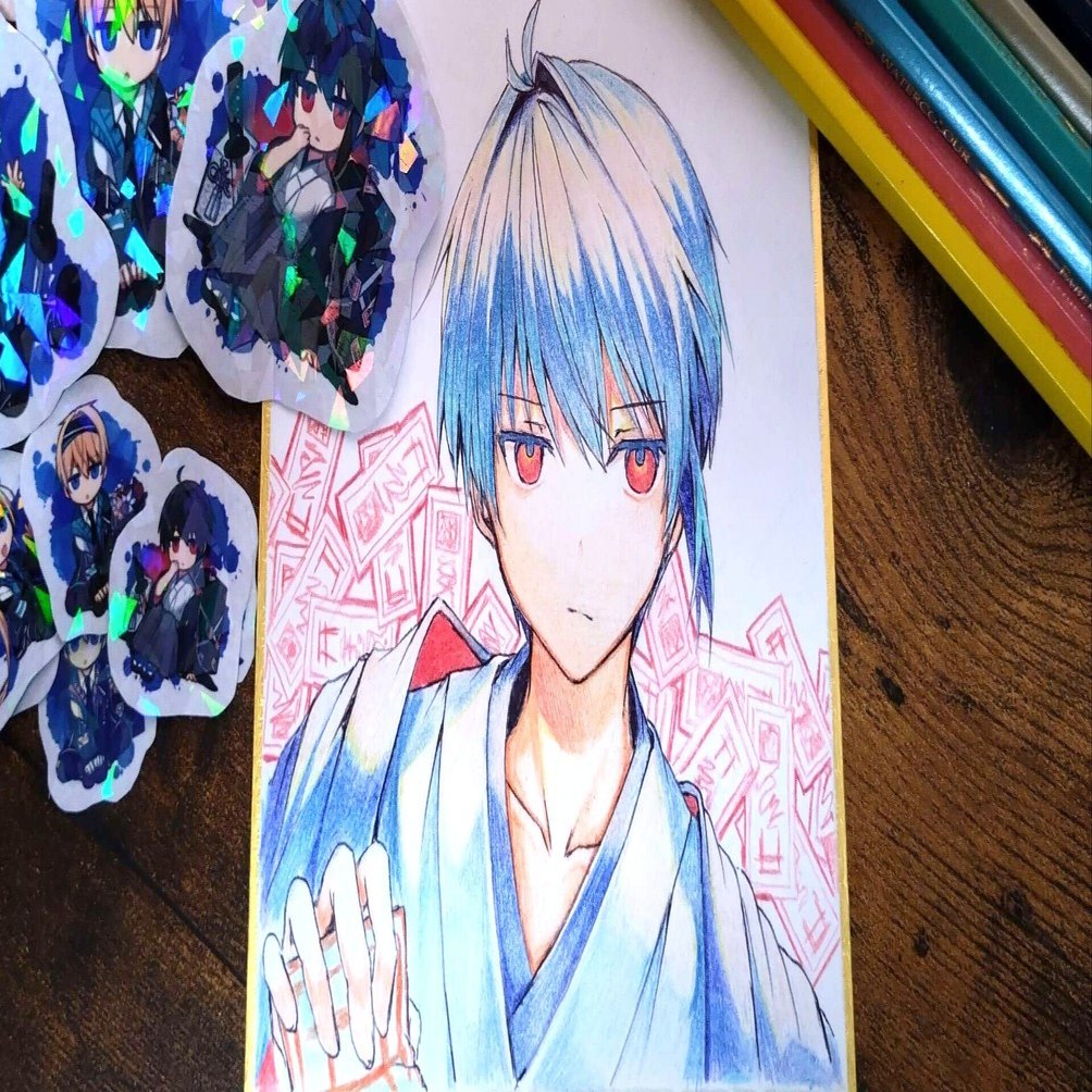 色鉛筆で色紙イラストを描いてみたときの話｜Ji_logg