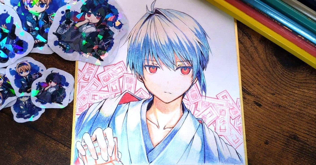 f*X様 アナログイラスト 手描きイラスト 色紙 ブルーホワイト f*X様 アナログイラスト 手描きイラスト 色紙 ブルーホワイト