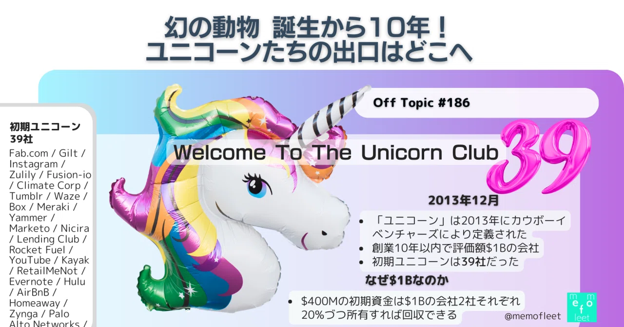 Off Topic #186 幻の動物 誕生から10年！ユニコーンたちの出口はどこへ
