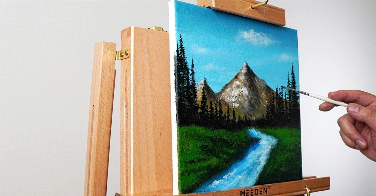 アクリル絵の具で「山と川の風景」を描いてみた｜junya_art