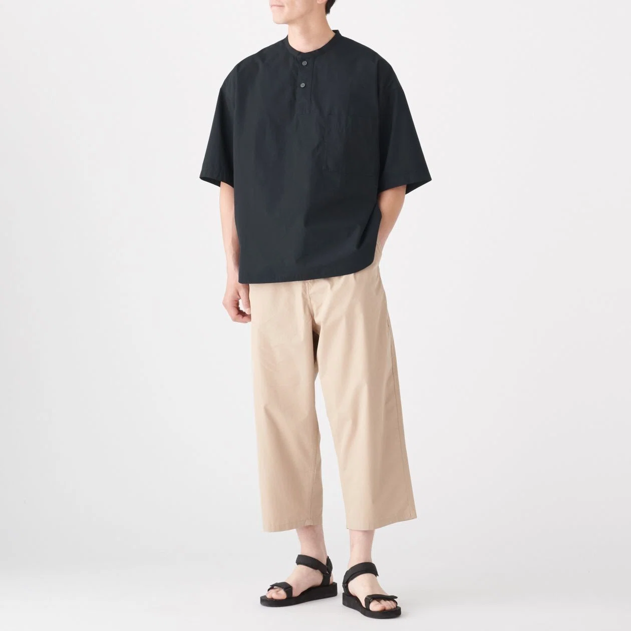ハル様 19ss ムジラボ Muji Labo インディゴスタンドカラーシャツ 最も信頼できる
