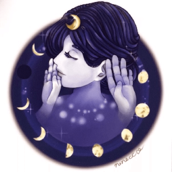 月をテーマに描いたイラスト「月の光の女神　セレネ」