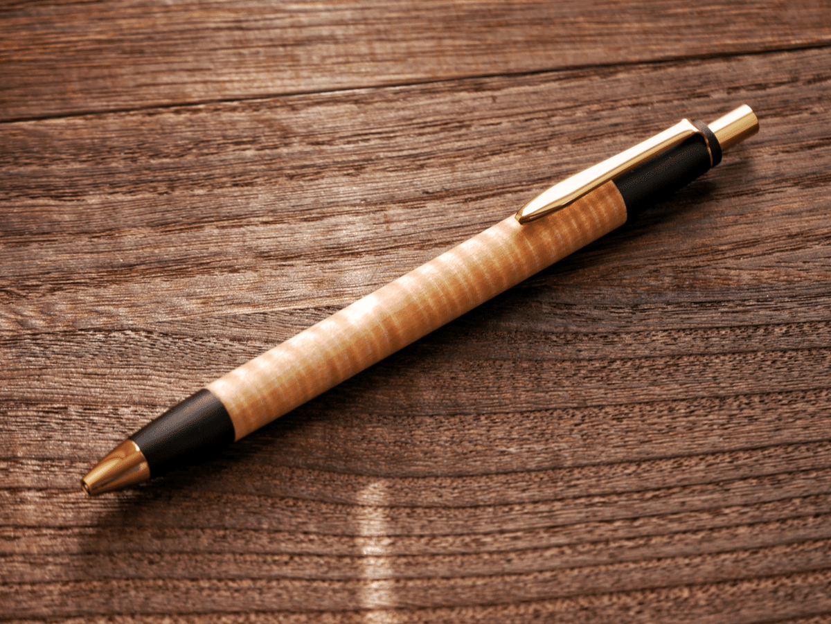 ボナン 木製ボールペン 専用ボックス付き 欅 真鍮金具のボールペン 1本