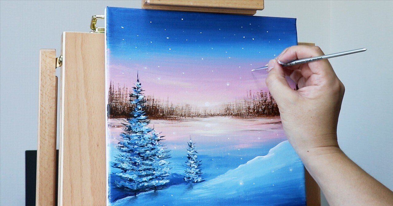 アクリル画絵画冬の絵