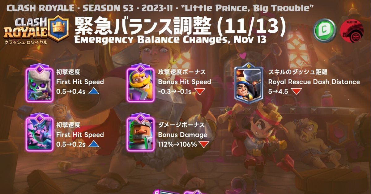 クラロワ | 緊急バランス調整(Season 53) 2023-11｜kabutom