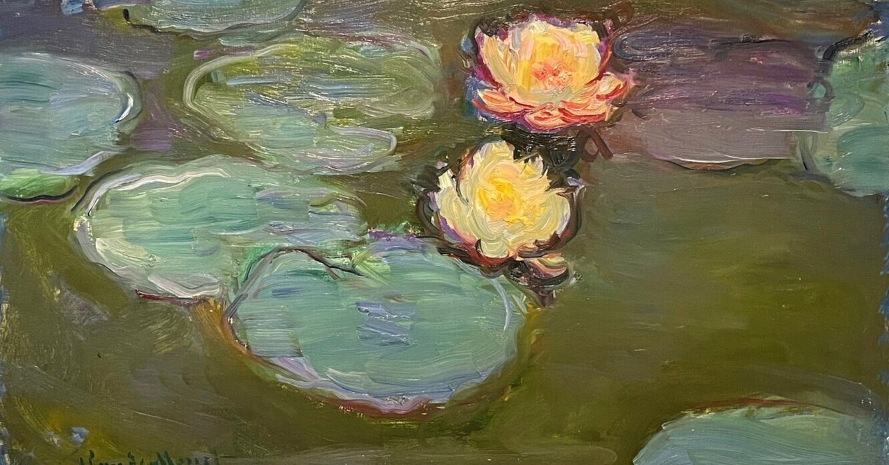 水面の睡蓮と月のアート作品漆画アート美術品