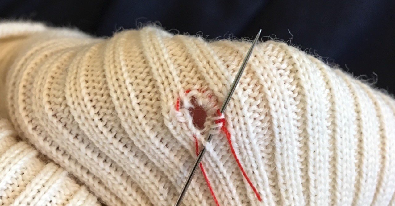 初心者もかんたん ニットの小穴の直し方 うぐいすよしの Note