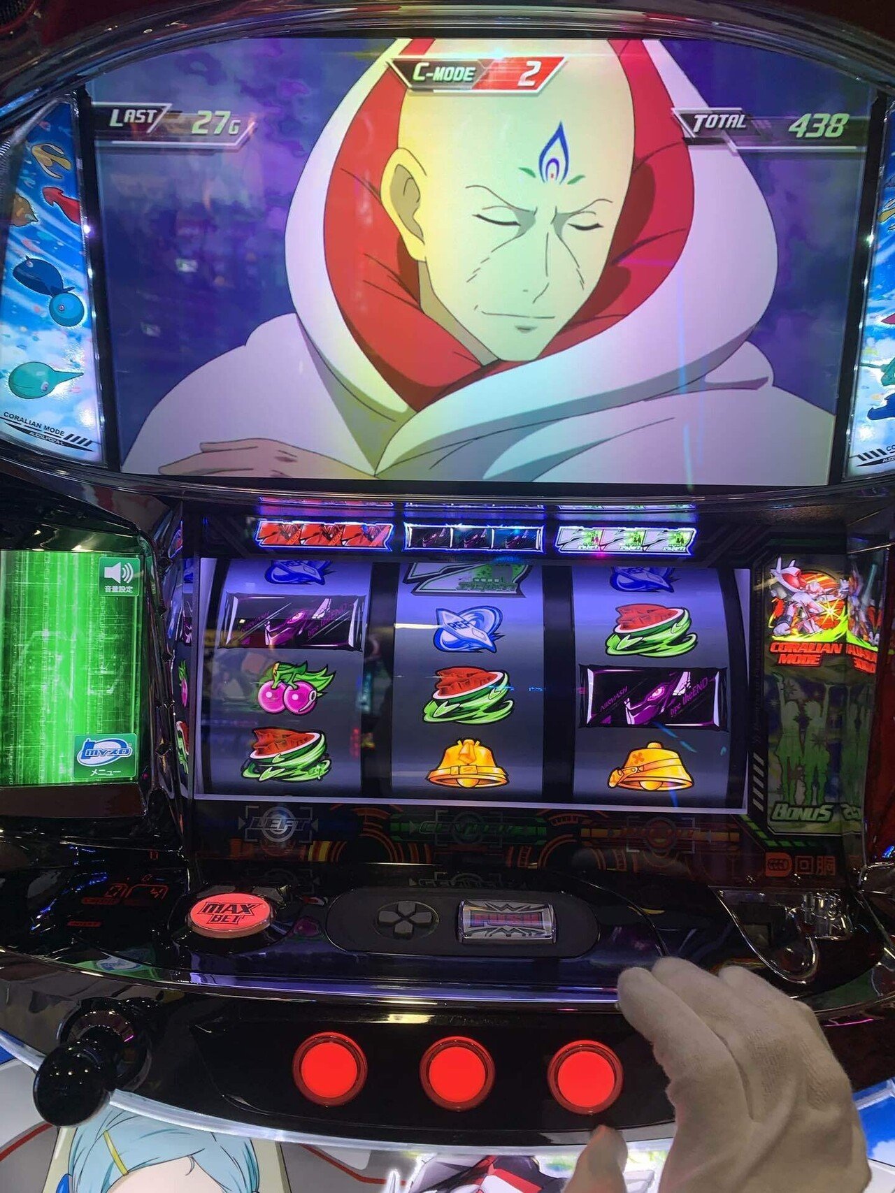 128戦目(パチスロエウレカセブンTYPE-ART、設定4、1万回転の記録
