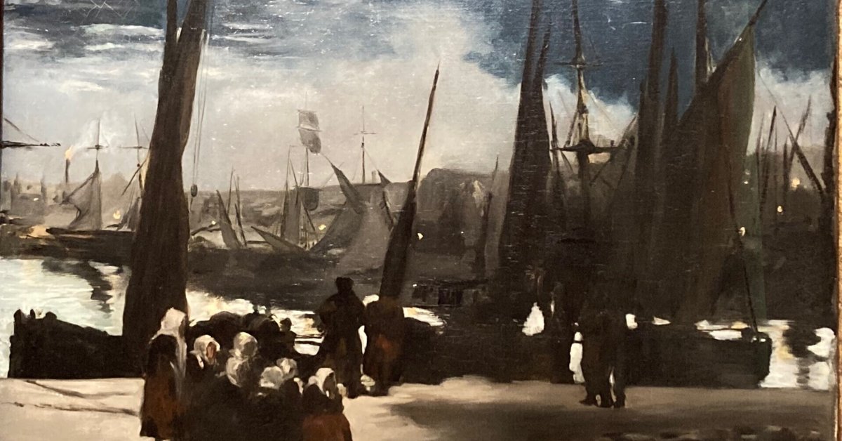 油絵・油彩画『月夜のオンフルール港』 油絵・油彩画『月夜のオン