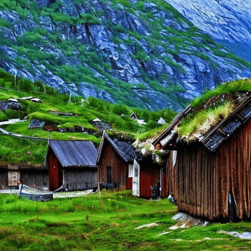 ノルウェーのヴァイキングの村。プロンプトby増井光生