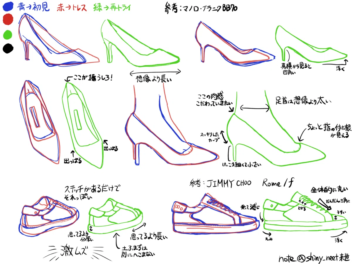 靴を描く練習したよ｜来世