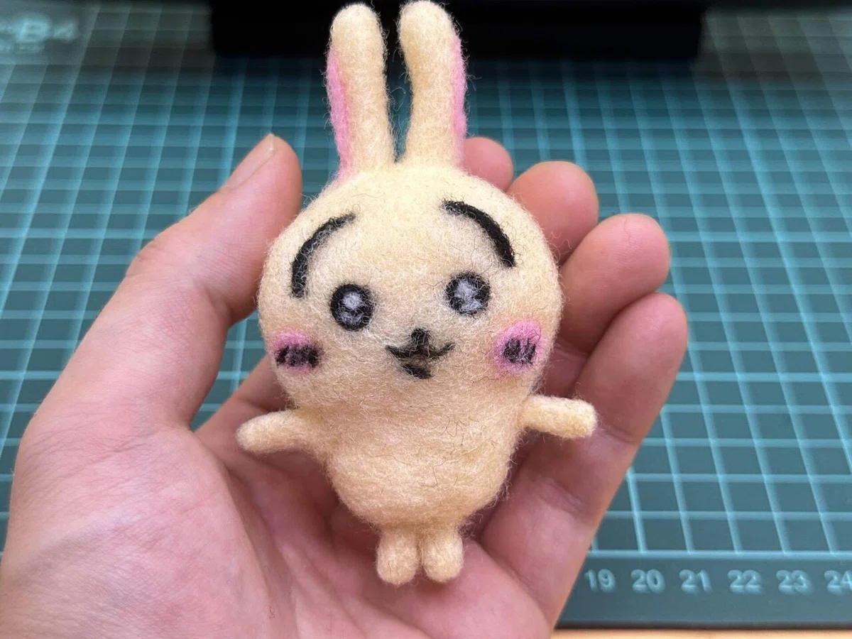 羊毛フェルト ウサギ 2025-04-M-RABI（ぬいぐるみができるまでを 