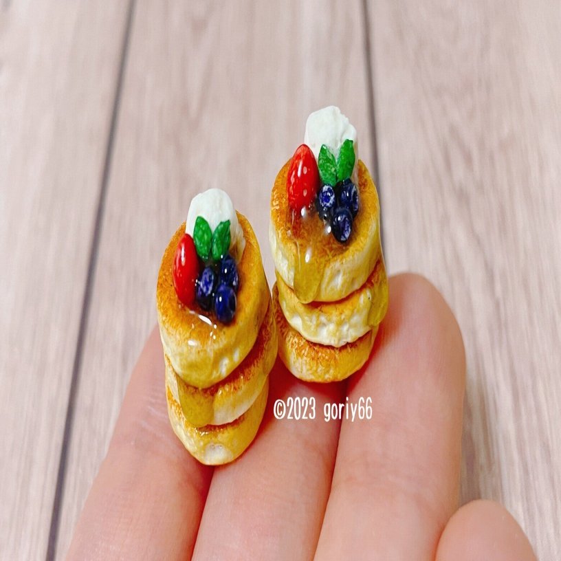 ミニチュア】パンケーキパーツ作成🍓｜goriy66