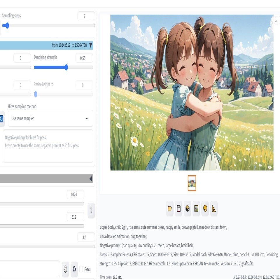 AUTOMATIC1111版Stable Diffusion web UIでLCM LoRAを利用する手順