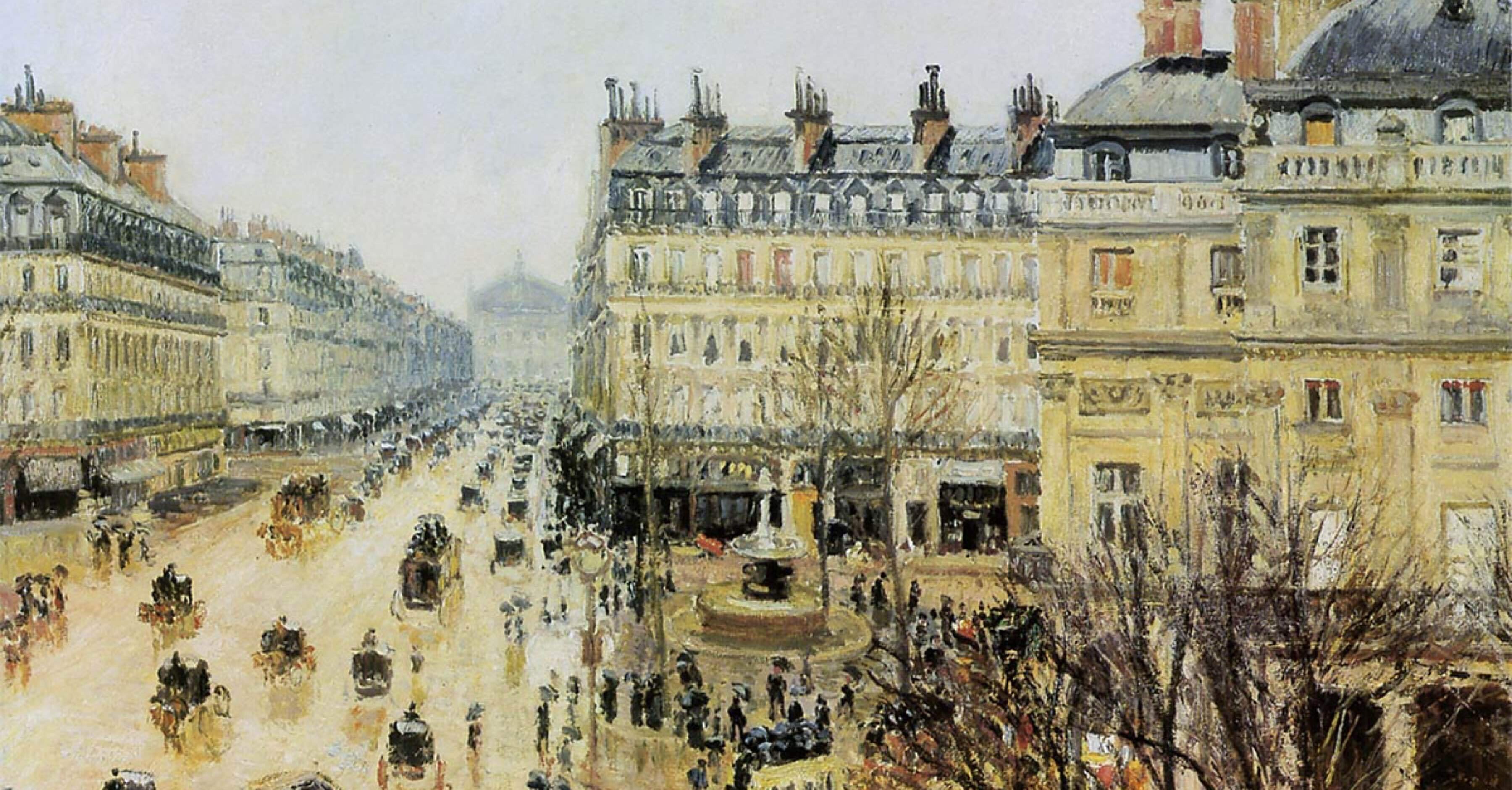 カミーユ・ピサロ、【雨のテアトル・フランセ広場】、希少な額装用画集より パリのテアトル・フランセ広場・雨｜東京備忘録