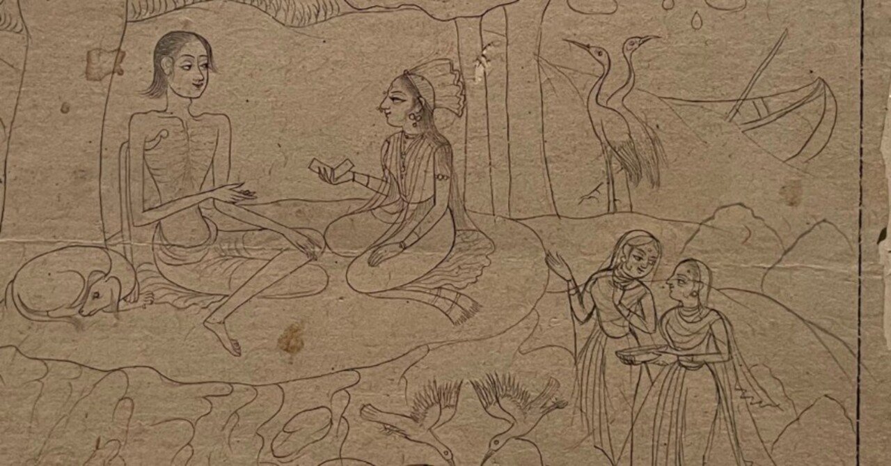 白描物語絵 2枚 江戸時代初期 奈良絵 源氏物語 伊勢物語 和本 シンプルな墨線で描かれる\u201c白描（はくびょう）\u201dの世界にハマっています