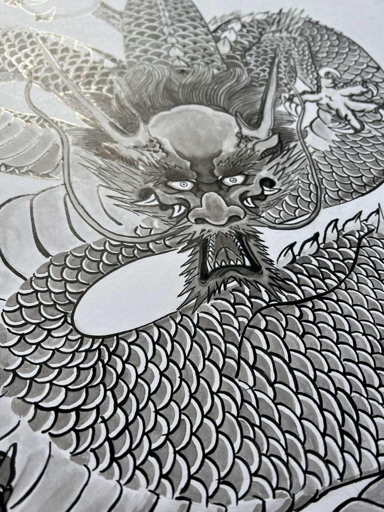 開運絵画　龍神様の眼　拡大のエネルギー　ターコイズブルー　花と龍神様　金箔 開運絵画 龍神様の眼 拡大のエネルギー ターコイズブルー 花と龍