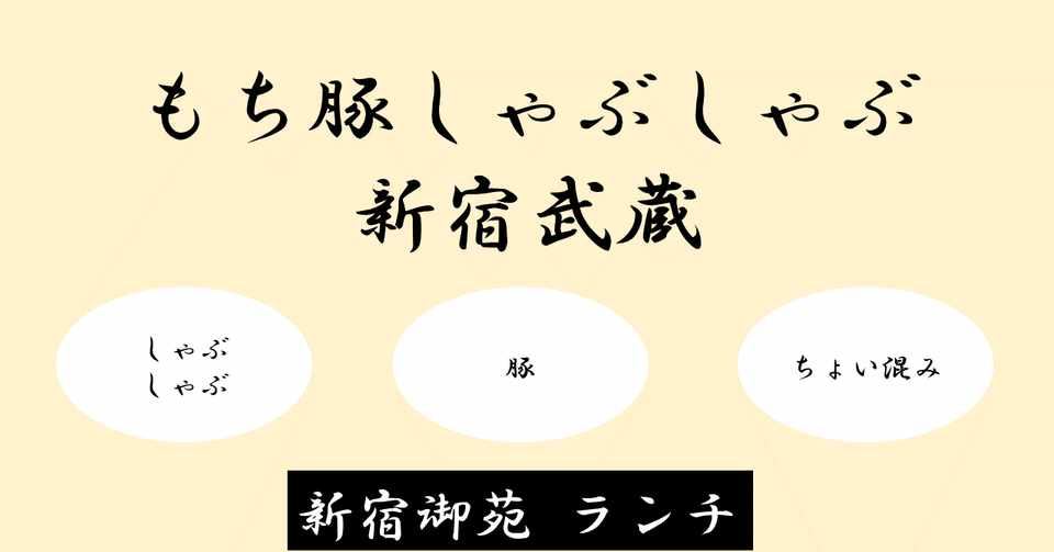 新宿御苑ランチ もち豚しゃぶしゃぶ 新宿武蔵 松嶋 活智 Note